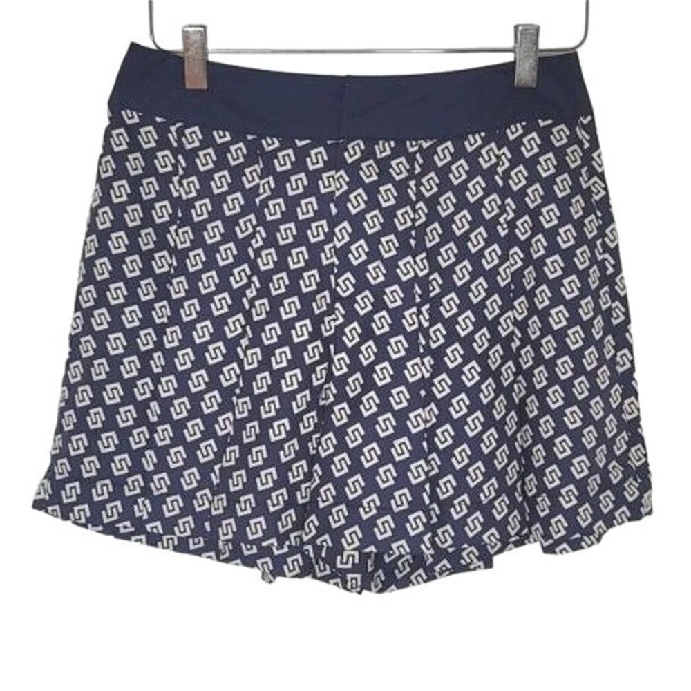 Julie Brown NYC Cabo Silk Flowy Shorts 4 Blue Mykonos Print Pleated Resort